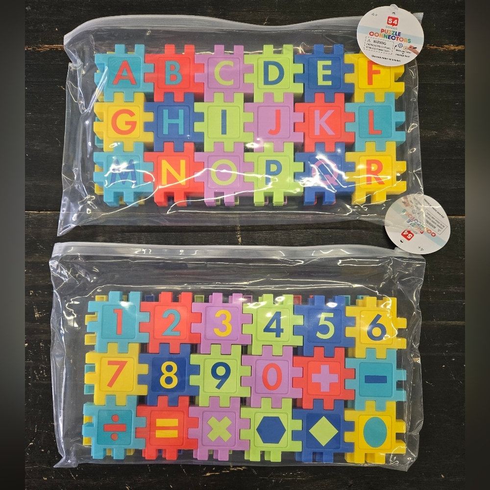 Colorful Alphabet and Number Puzzle Connectors